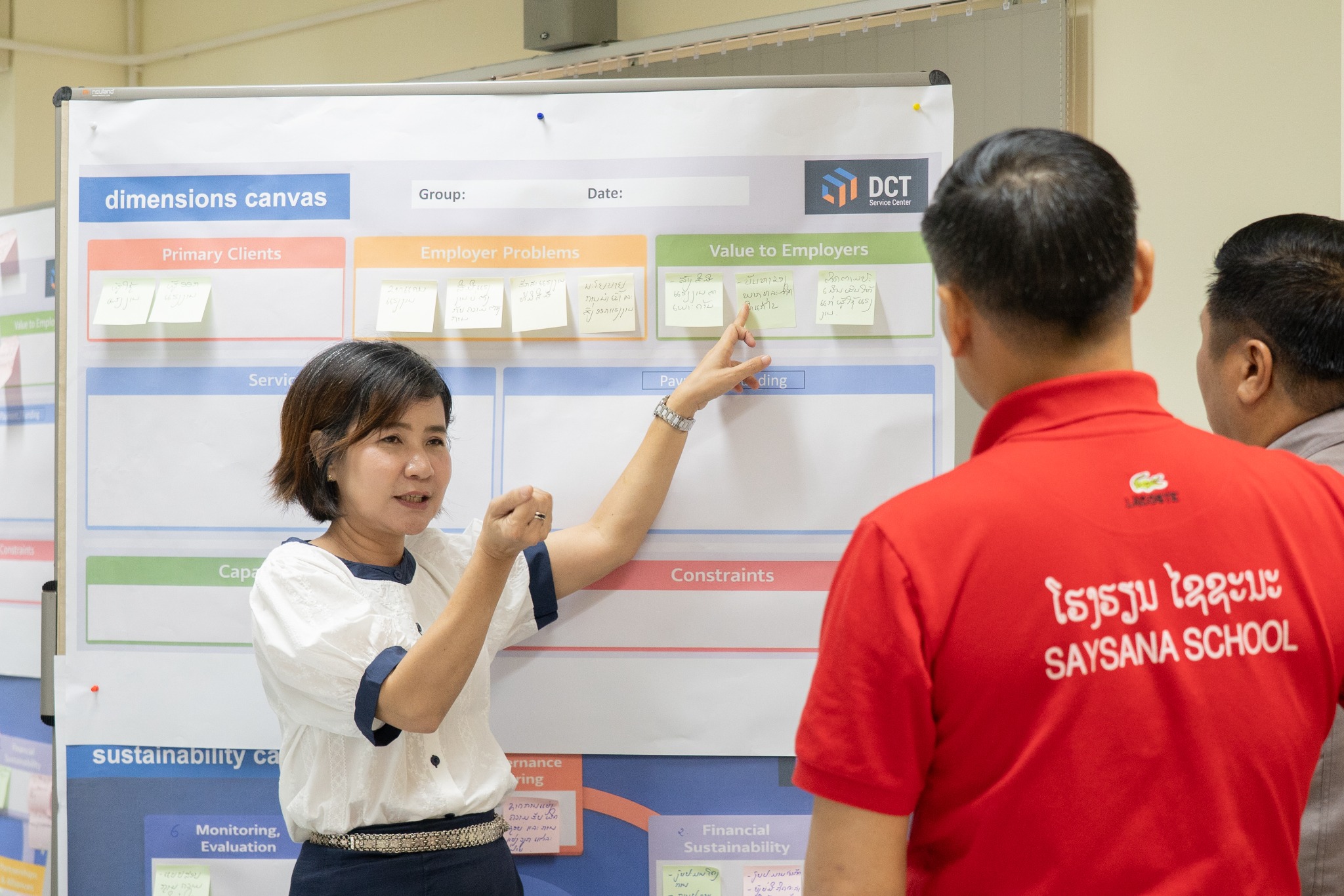 A participant presenting during a DCT Service Centre strategy workshop