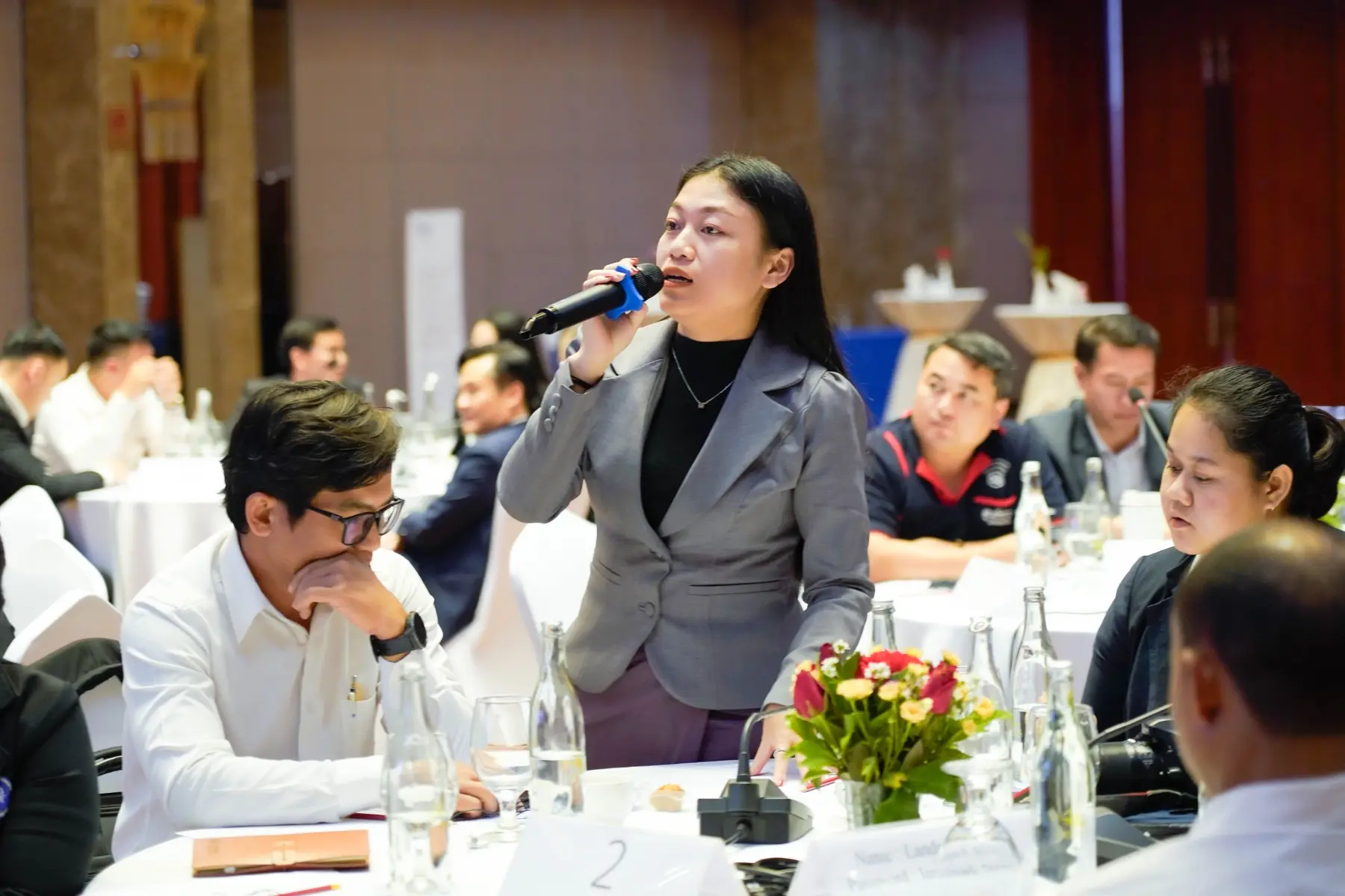 A Lao journalist contributing during the media workshop