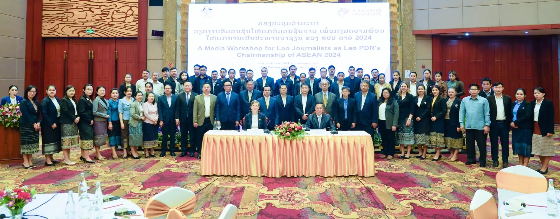 Participants, speakers and organizers at the Media Workshop for Lao Journalists