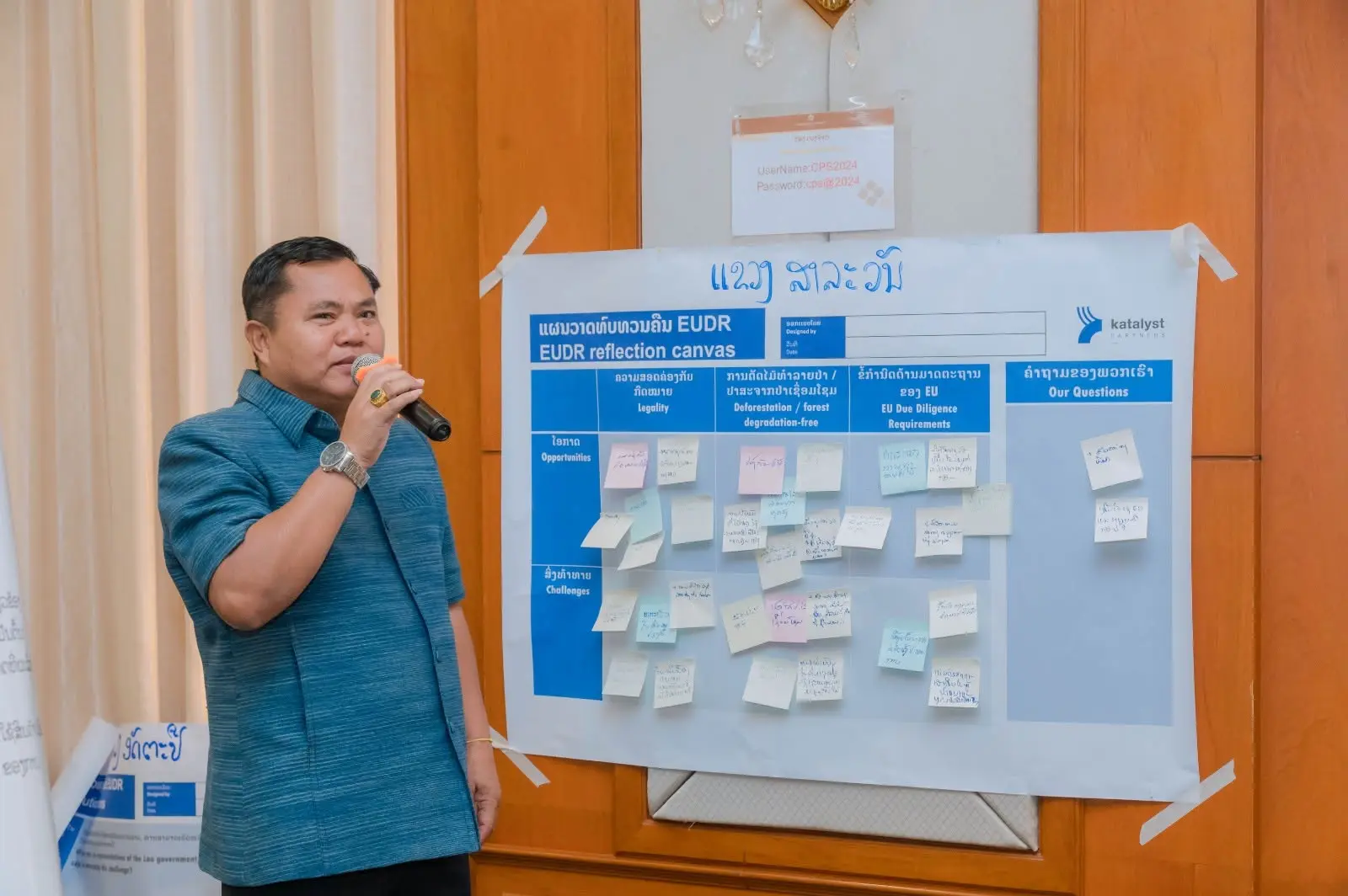 A stakeholder presenting findings from an EUDR reflection canvas