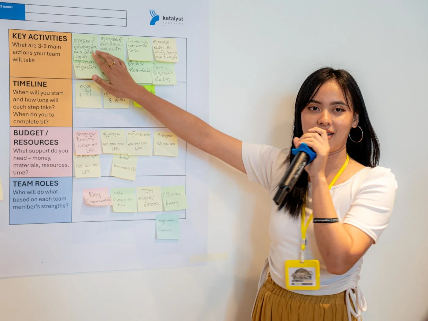 A young participant presenting her team’s plan