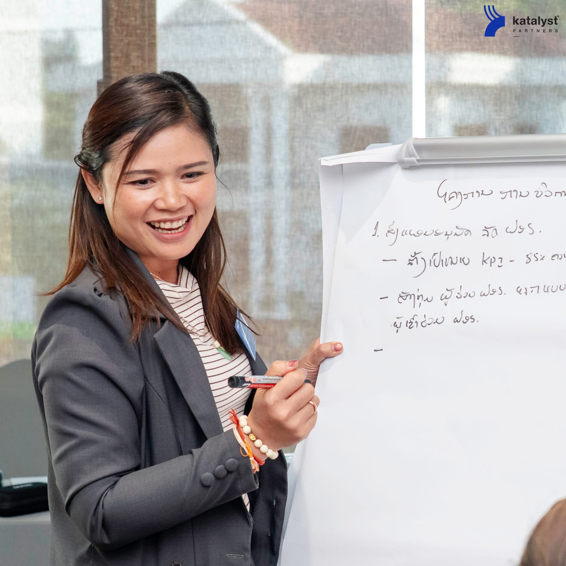 Participant presenting the output of a practical learning activity