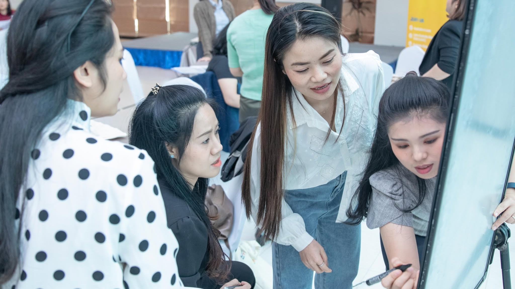 Women participating in a practical LAI leadership activity